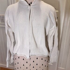Vintage Cotton Collared Cardigan 
White, heavier cotton Knit
Made in USA 🇺🇸